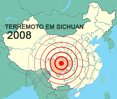 Mapa do terremoto em Sichuan
